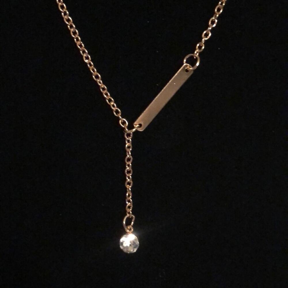Simple Bar with Stone Lariat Necklace